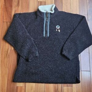 Habitat Black Quarter Zip Sherpa Sweater
